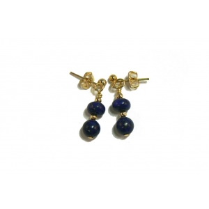 Lapis Lazuli Earrings - Round and Rondelle Beads